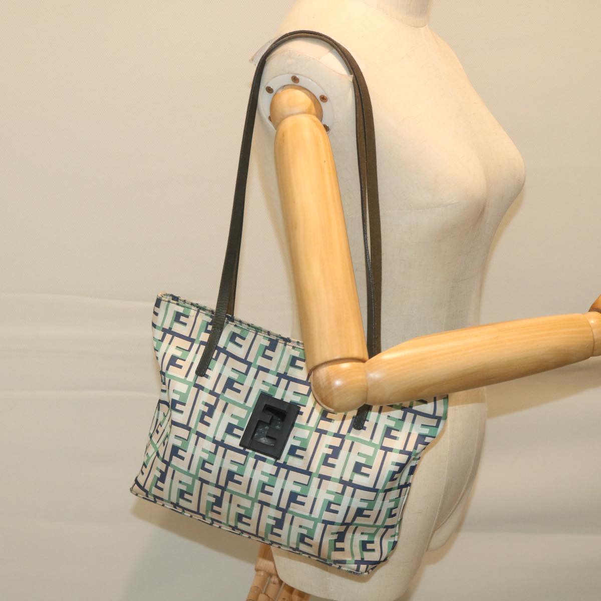 FENDI Zucca Canvas Tote Bag Greenbs10046