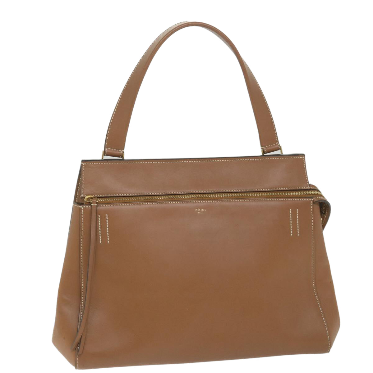 CELINE Edge Hand Bag Leather Brown  10092