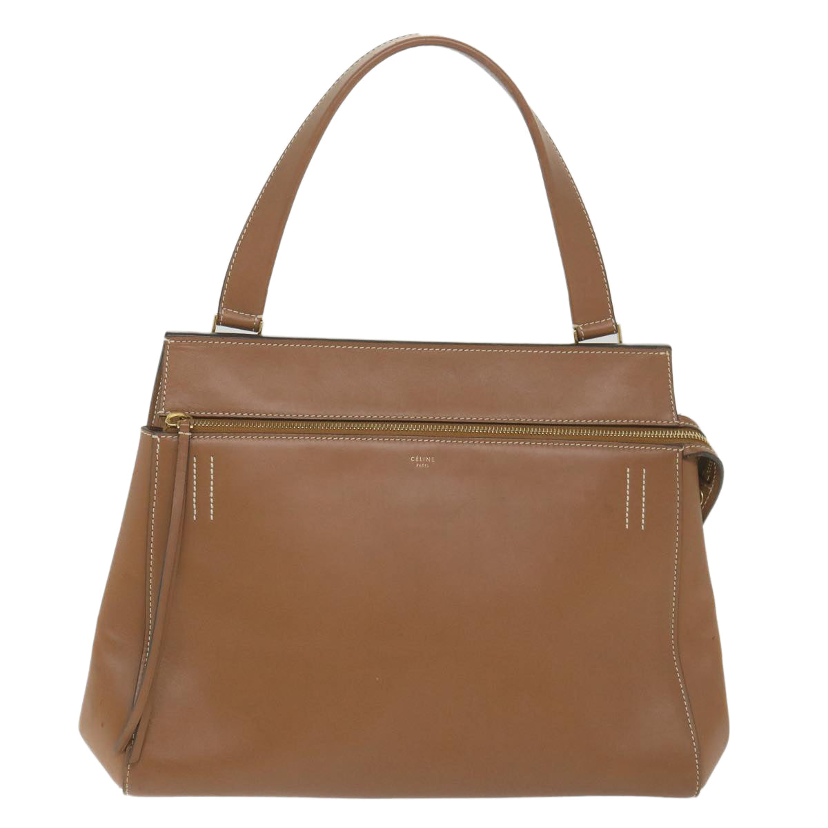 CELINE Edge Hand Bag Leather Brown  10092