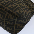 FENDI Zucca Canvas Mamma Baguette Shoulder Bag Black Brownbs10105
