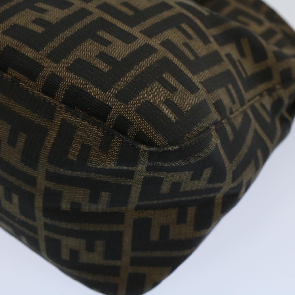FENDI Zucca Canvas Mamma Baguette Shoulder Bag Black Brownbs10105