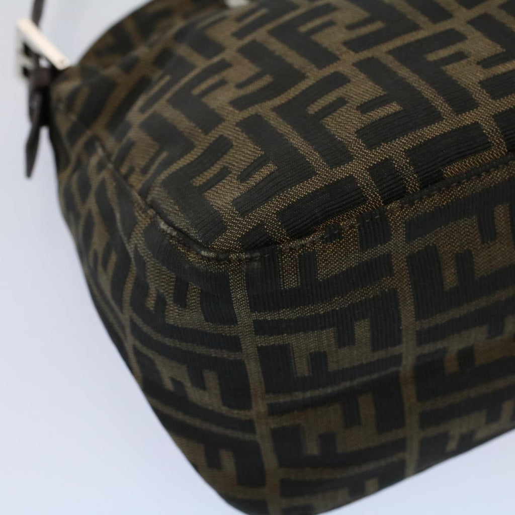 FENDI Zucca Canvas Mamma Baguette Shoulder Bag Black Brownbs10105
