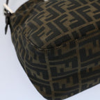FENDI Zucca Canvas Mamma Baguette Shoulder Bag Black Brownbs10105