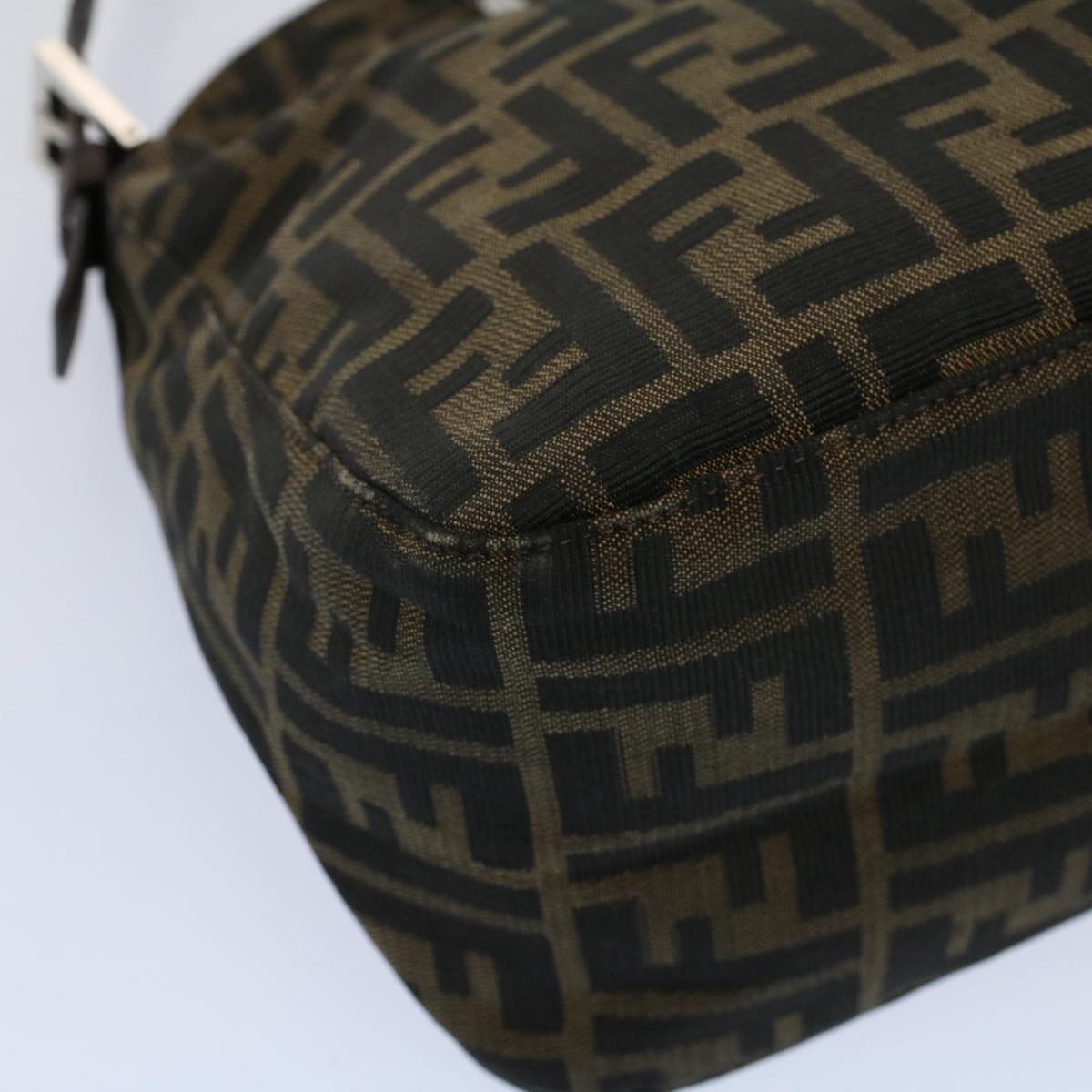 FENDI Zucca Canvas Mamma Baguette Shoulder Bag Black Brownbs10105