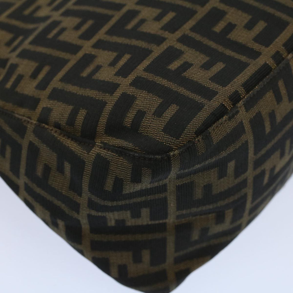 FENDI Zucca Canvas Mamma Baguette Shoulder Bag Black Brownbs10105