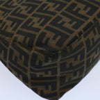 FENDI Zucca Canvas Mamma Baguette Shoulder Bag Black Brownbs10105
