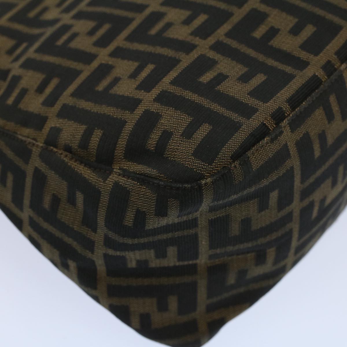 FENDI Zucca Canvas Mamma Baguette Shoulder Bag Black Brownbs10105