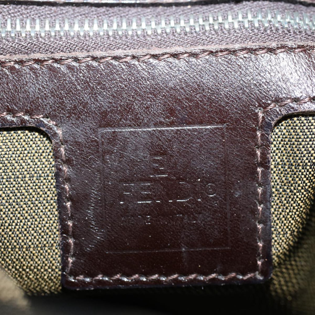 FENDI Zucca Canvas Mamma Baguette Shoulder Bag Black Brownbs10105