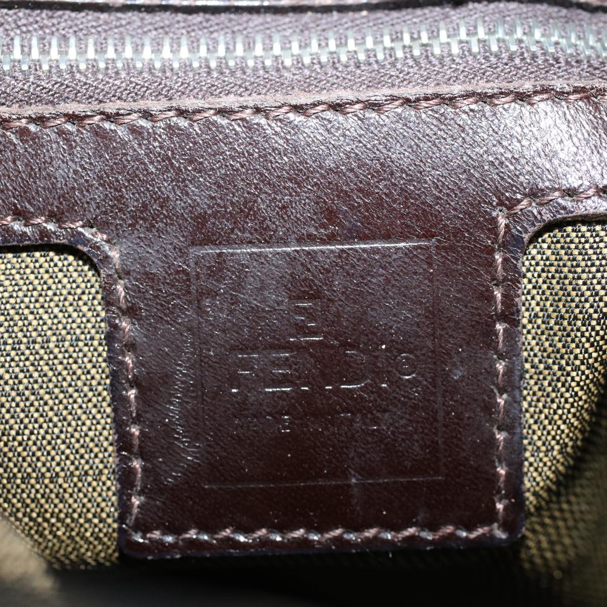 FENDI Zucca Canvas Mamma Baguette Shoulder Bag Black Brownbs10105