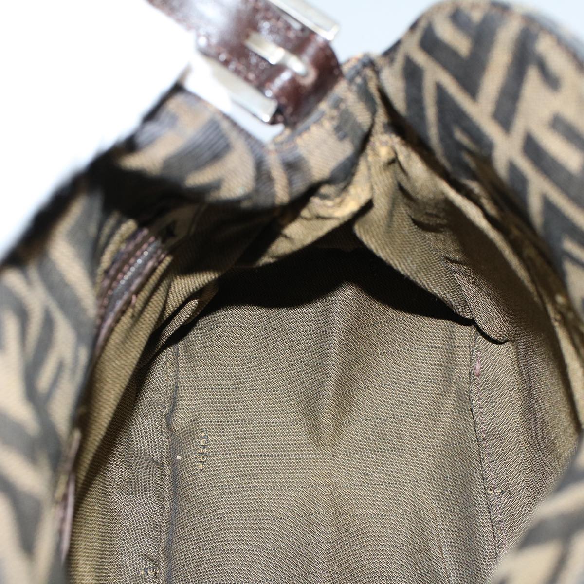 FENDI Zucca Canvas Mamma Baguette Shoulder Bag Black Brownbs10105