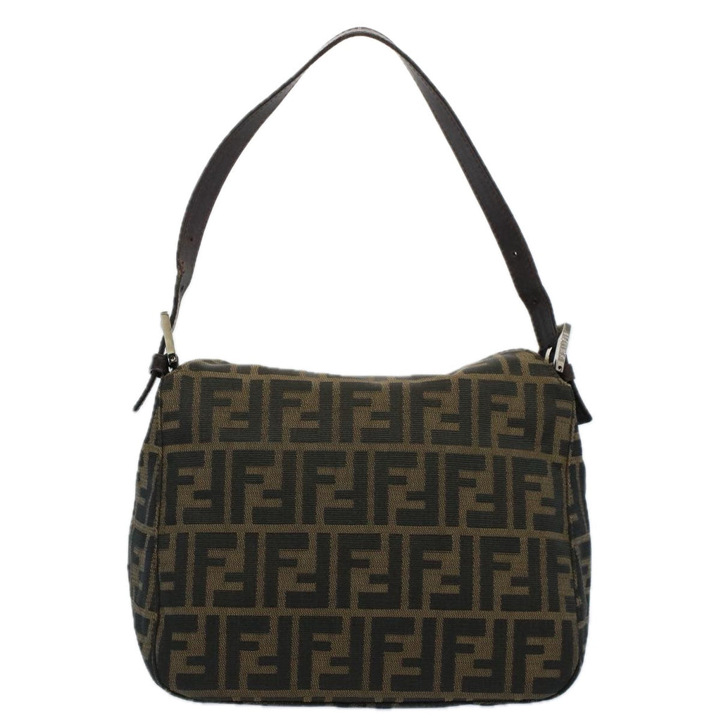 FENDI Zucca Canvas Mamma Baguette Shoulder Bag Black Brownbs10105
