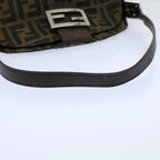 FENDI Zucca Canvas Mamma Baguette Shoulder Bag Black Brownbs10105