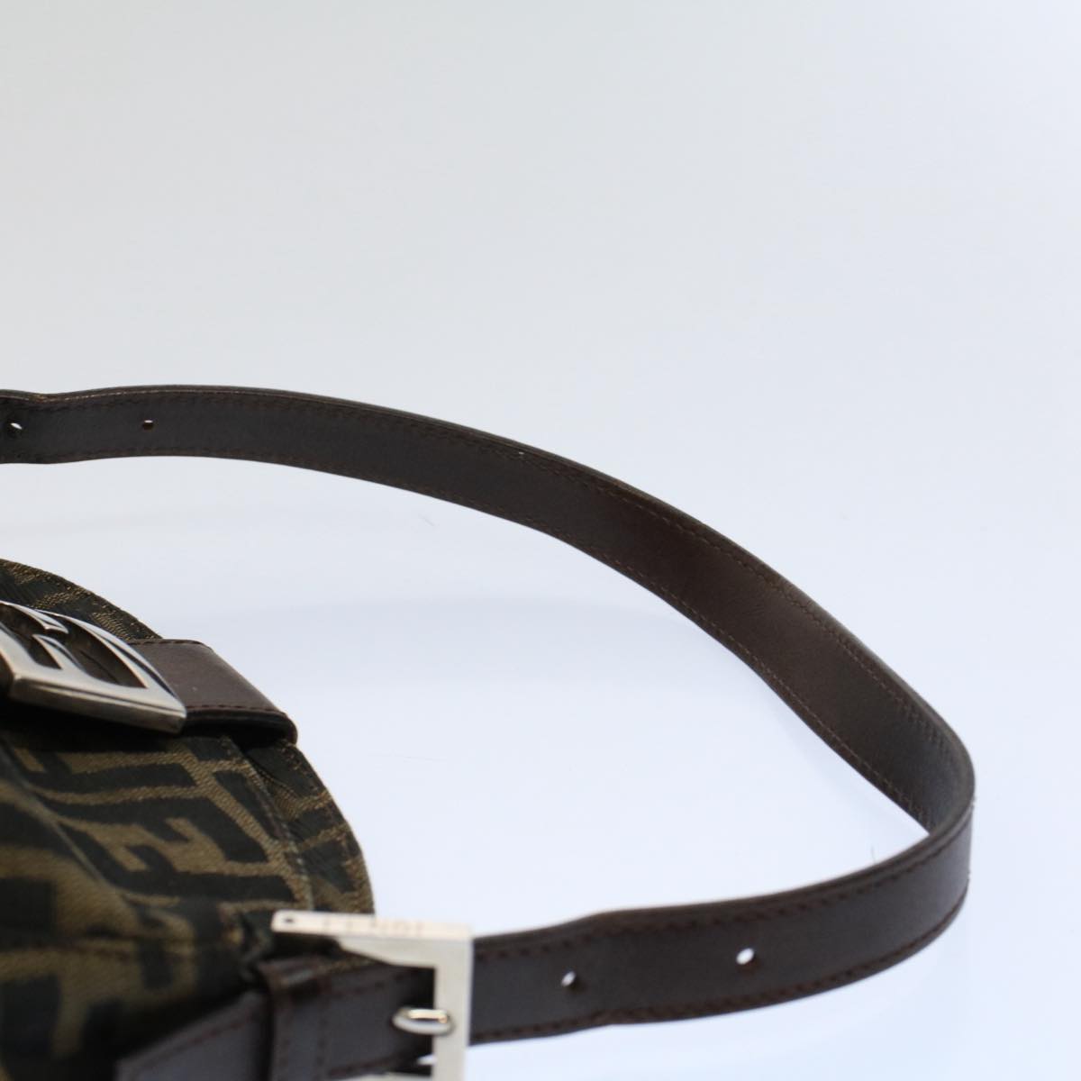 FENDI Zucca Canvas Mamma Baguette Shoulder Bag Black Brownbs10105