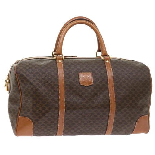 CELINE Macadam Canvas Boston Bag PVC Leather Brown  10153