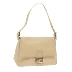 FENDI Mamma Baguette Shoulder Bag Leather Beigebs10191