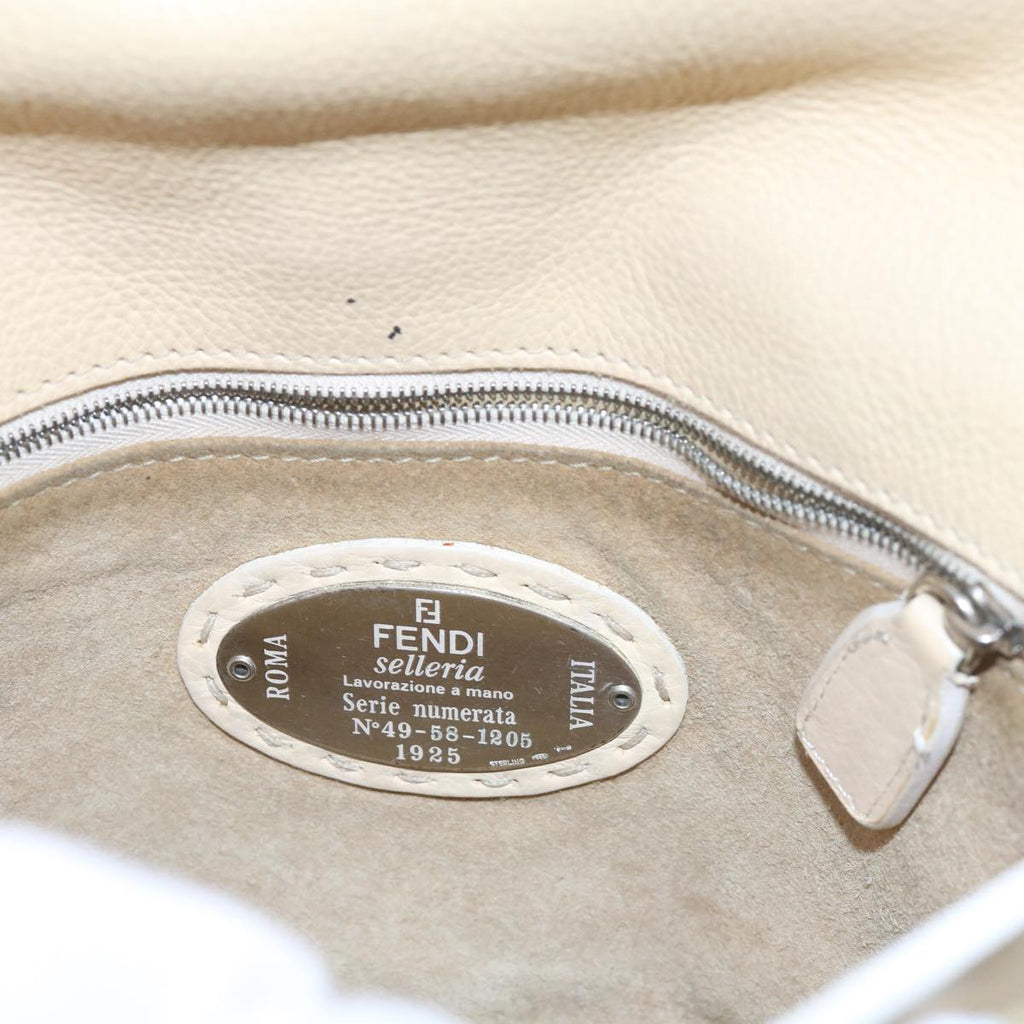 FENDI Mamma Baguette Shoulder Bag Leather Beigebs10191