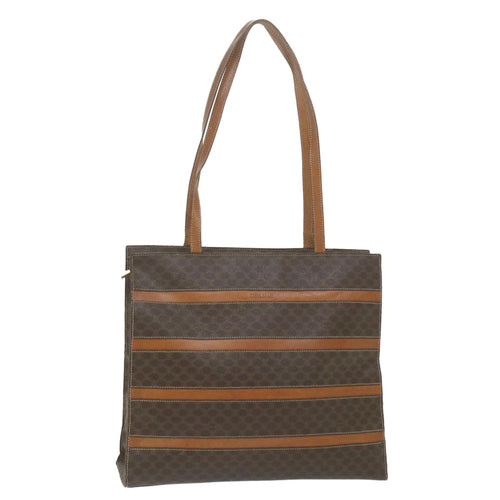 CELINE Macadam Canvas Shoulder Bag PVC Leather Brown  10227
