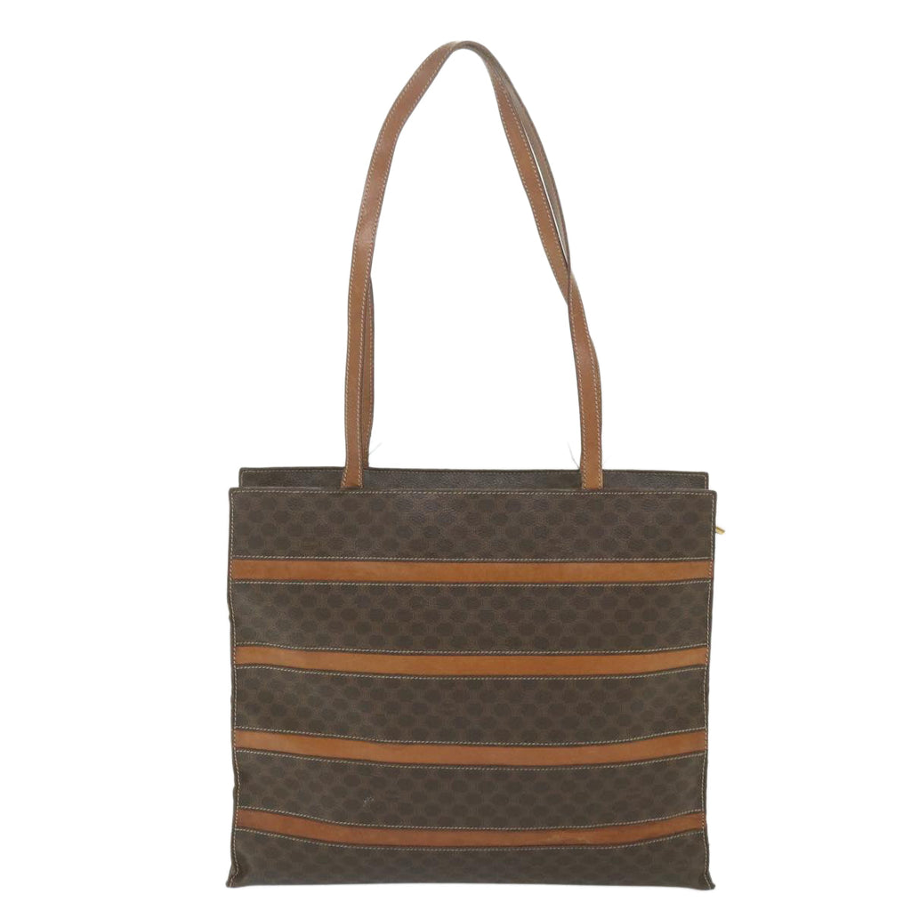 CELINE Macadam Canvas Shoulder Bag PVC Leather Brown  10227
