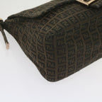 FENDI Zucchino Canvas Mamma Baguette Shoulder Bag Brownbs10266