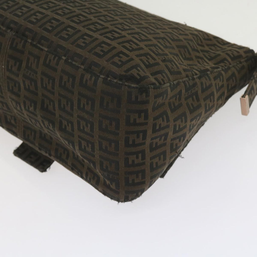 FENDI Zucchino Canvas Mamma Baguette Shoulder Bag Brownbs10266