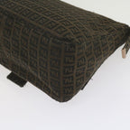 FENDI Zucchino Canvas Mamma Baguette Shoulder Bag Brownbs10266
