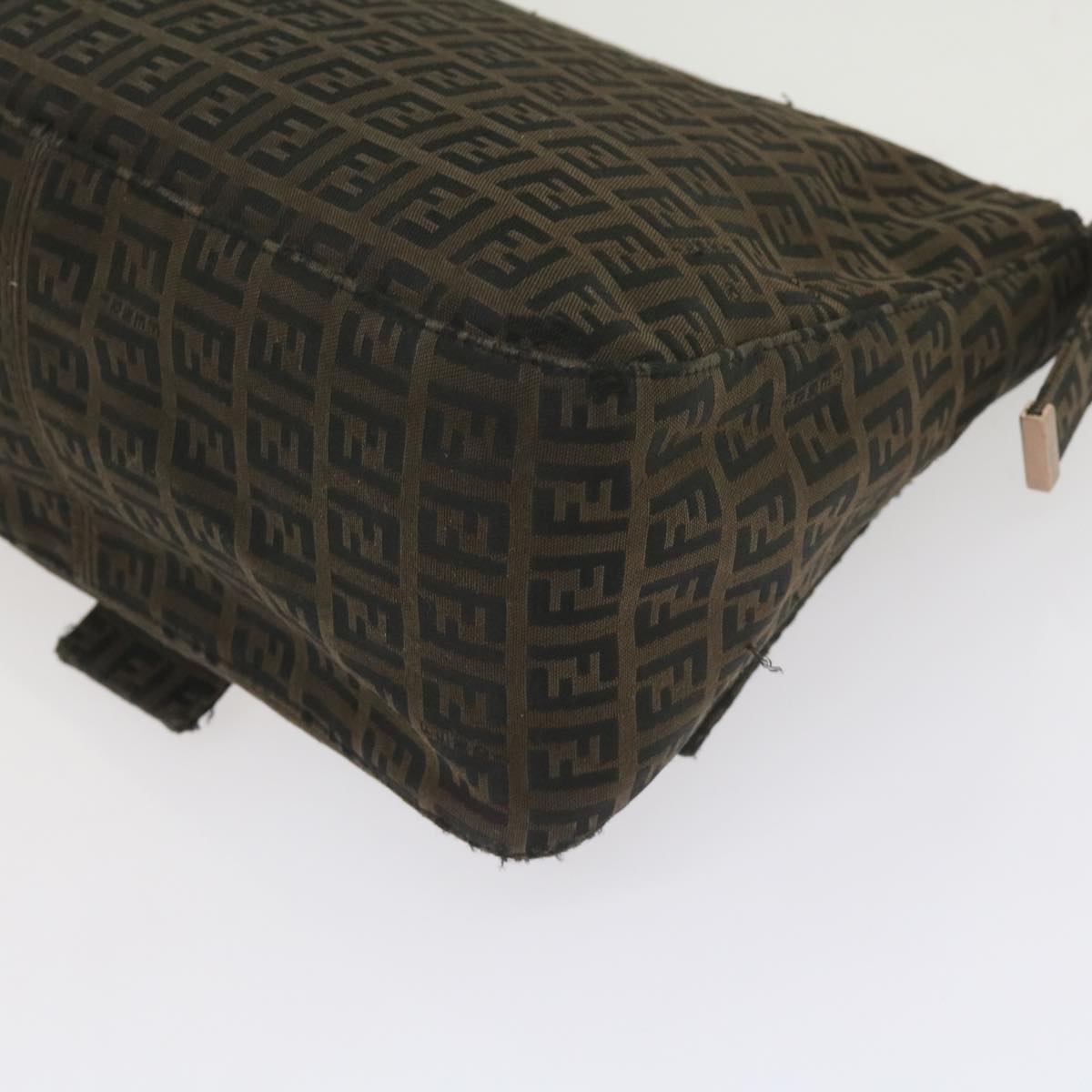 FENDI Zucchino Canvas Mamma Baguette Shoulder Bag Brownbs10266