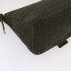FENDI Zucchino Canvas Mamma Baguette Shoulder Bag Brownbs10266
