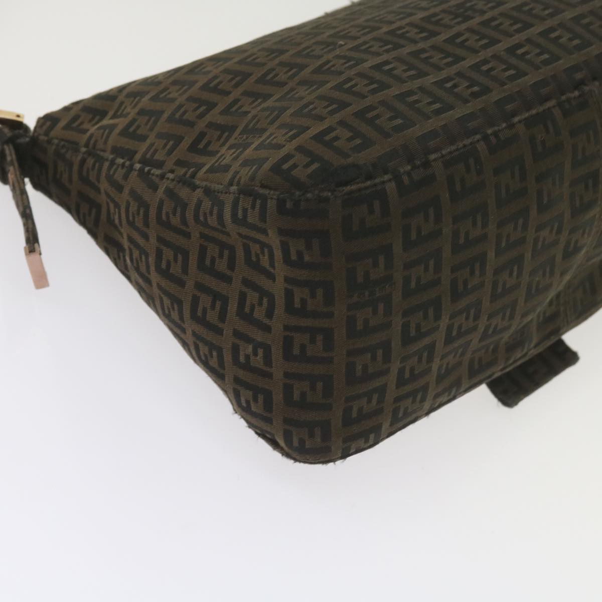 FENDI Zucchino Canvas Mamma Baguette Shoulder Bag Brownbs10266