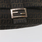 FENDI Zucchino Canvas Mamma Baguette Shoulder Bag Brownbs10266