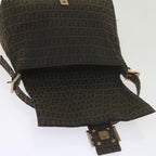 FENDI Zucchino Canvas Mamma Baguette Shoulder Bag Brownbs10266