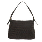FENDI Zucchino Canvas Mamma Baguette Shoulder Bag Brownbs10266