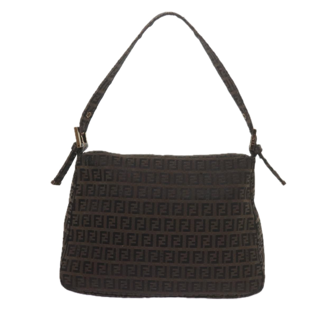 FENDI Zucchino Canvas Mamma Baguette Shoulder Bag Brownbs10266