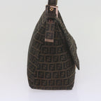 FENDI Zucchino Canvas Mamma Baguette Shoulder Bag Brownbs10266