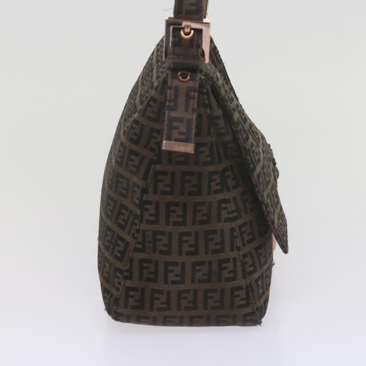 FENDI Zucchino Canvas Mamma Baguette Shoulder Bag Brownbs10266