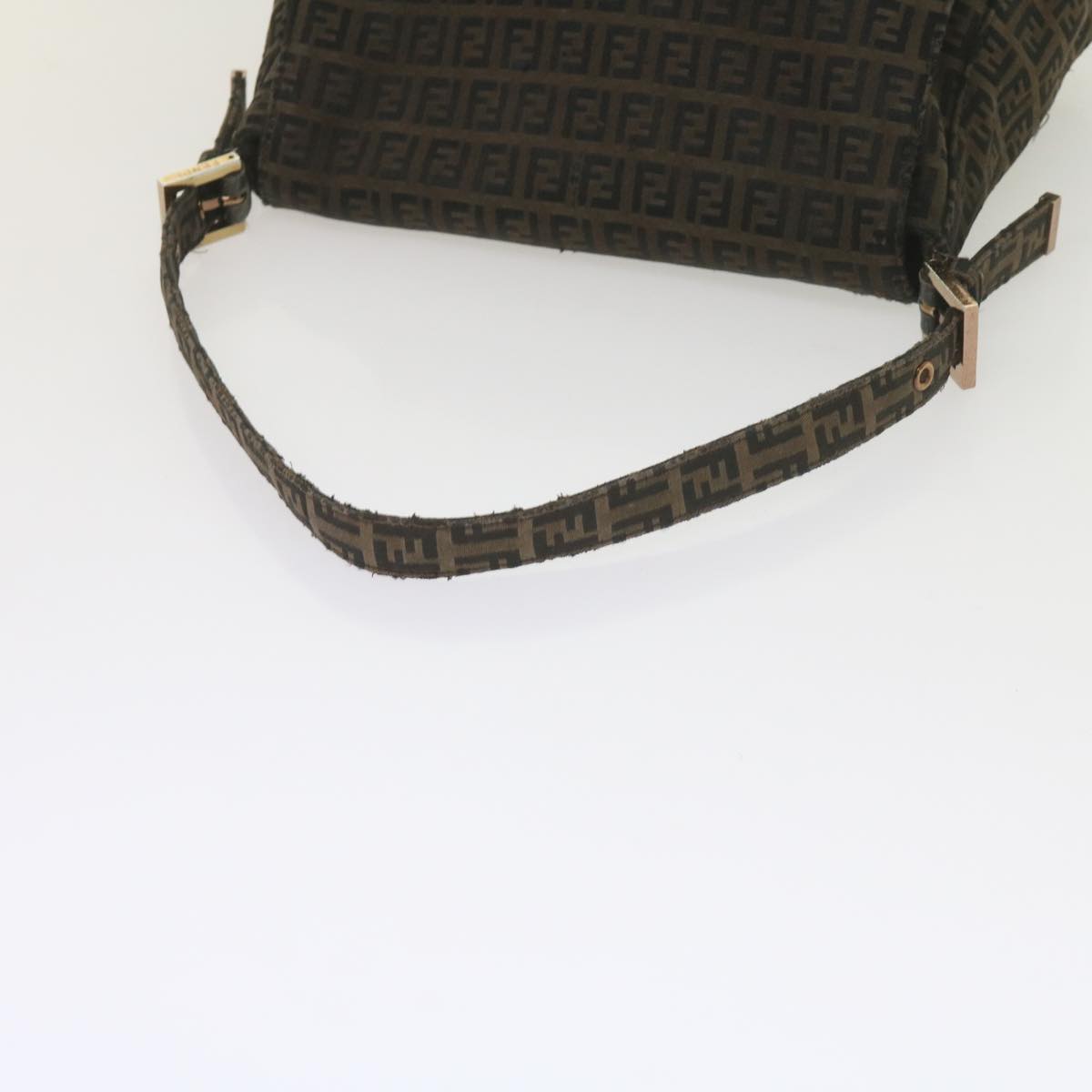 FENDI Zucchino Canvas Mamma Baguette Shoulder Bag Brownbs10266