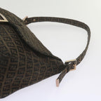 FENDI Zucchino Canvas Mamma Baguette Shoulder Bag Brownbs10266