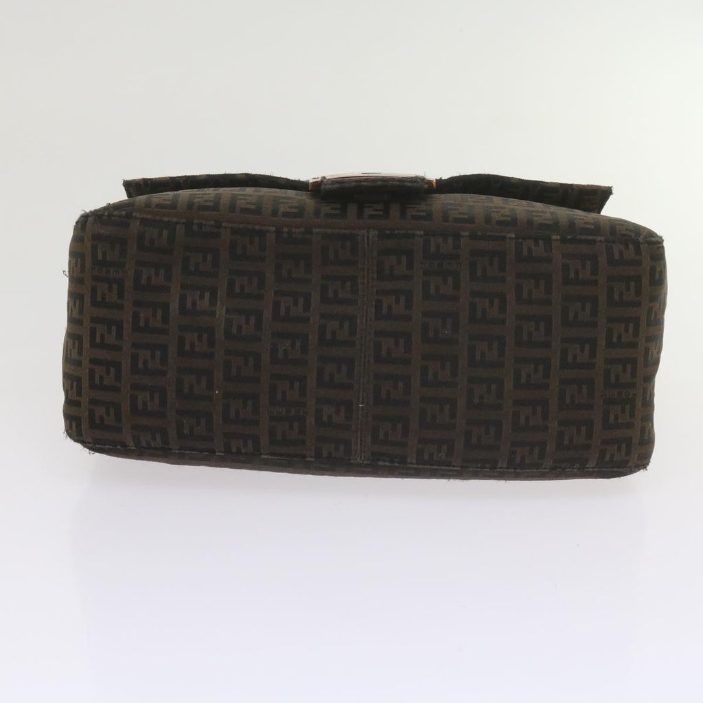 FENDI Zucchino Canvas Mamma Baguette Shoulder Bag Brownbs10266
