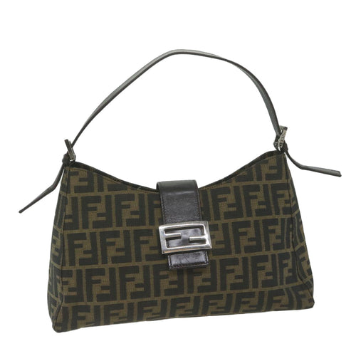 FENDI Zucca Canvas Mamma Baguette Shoulder Bag Brownbs10329