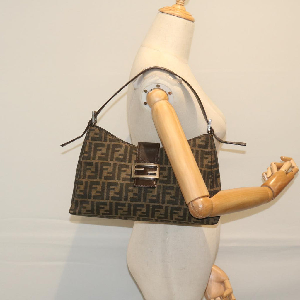 FENDI Zucca Canvas Mamma Baguette Shoulder Bag Brownbs10329