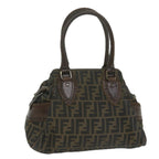 FENDI Zucca Canvas Hand Bag Black Brownbs10335