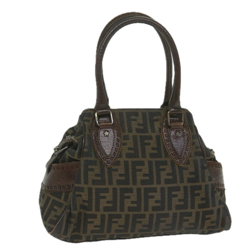 FENDI Zucca Canvas Hand Bag Black Brownbs10335