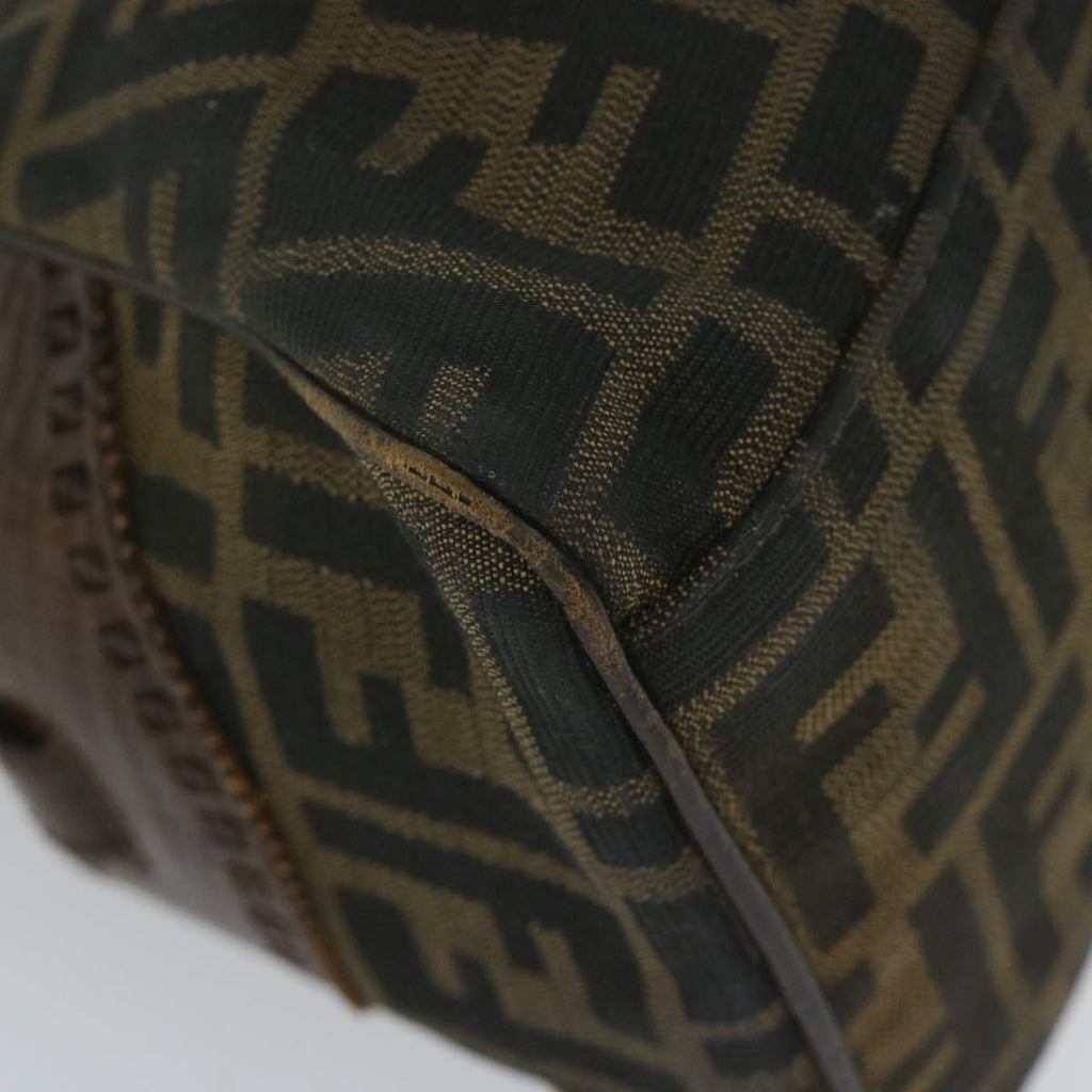 FENDI Zucca Canvas Hand Bag Black Brownbs10335