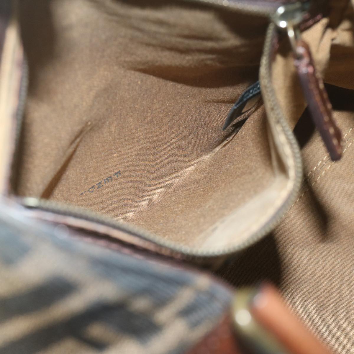 FENDI Zucca Canvas Hand Bag Black Brownbs10335