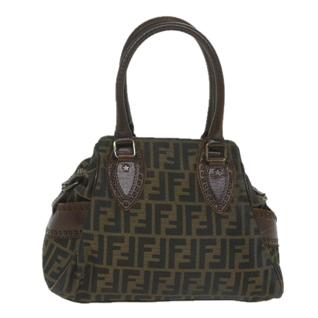 FENDI Zucca Canvas Hand Bag Black Brownbs10335