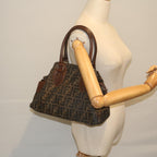 FENDI Zucca Canvas Hand Bag Black Brownbs10335