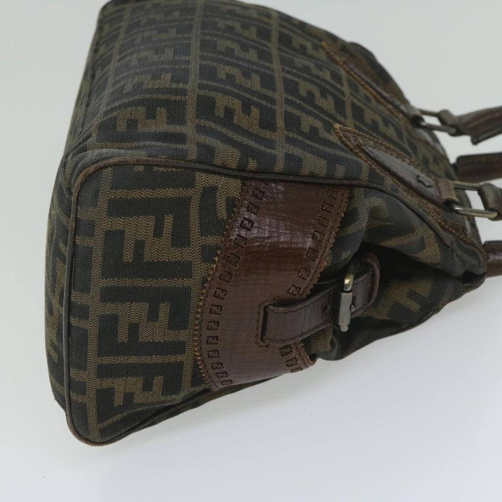 FENDI Zucca Canvas Hand Bag Black Brownbs10335
