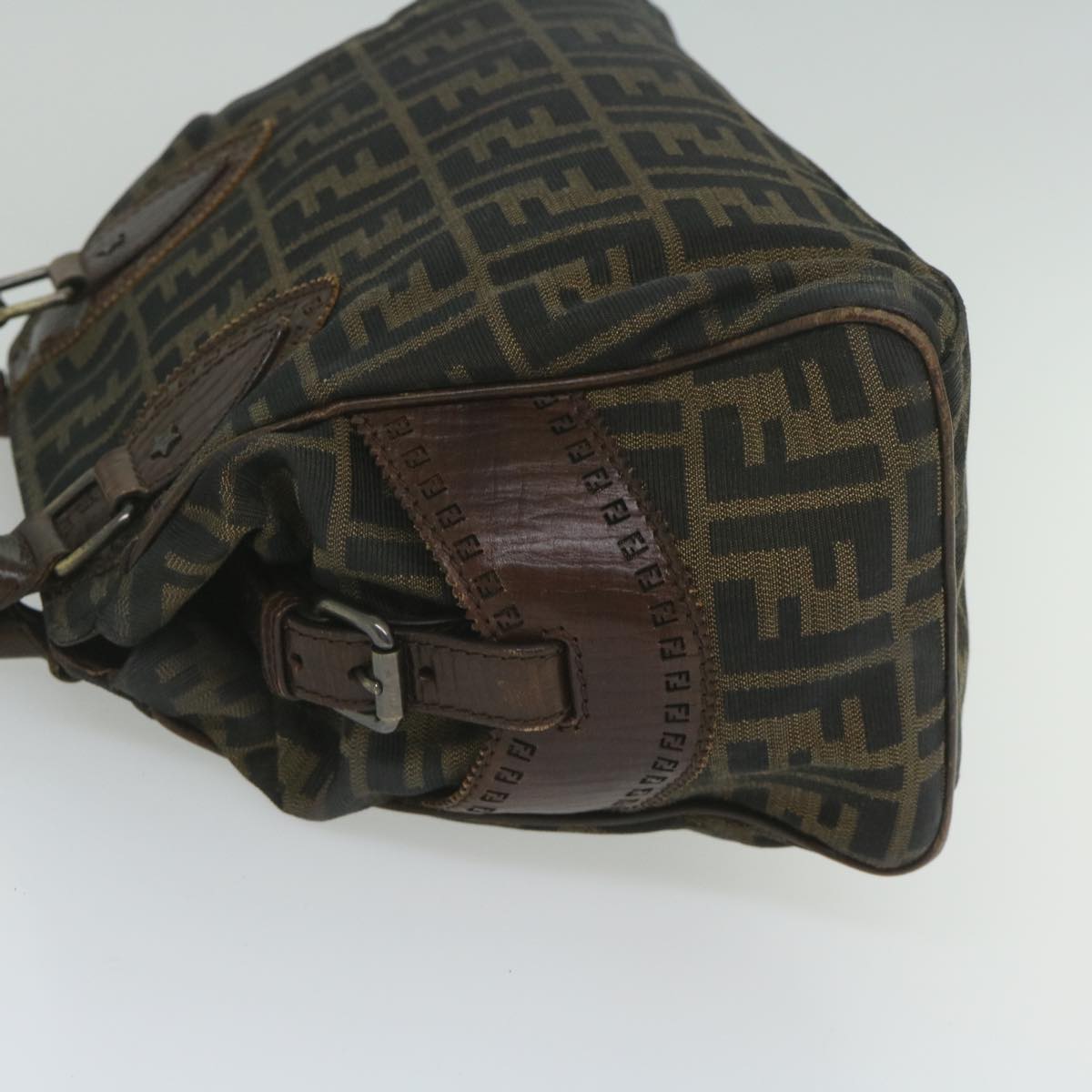 FENDI Zucca Canvas Hand Bag Black Brownbs10335