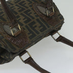 FENDI Zucca Canvas Hand Bag Black Brownbs10335