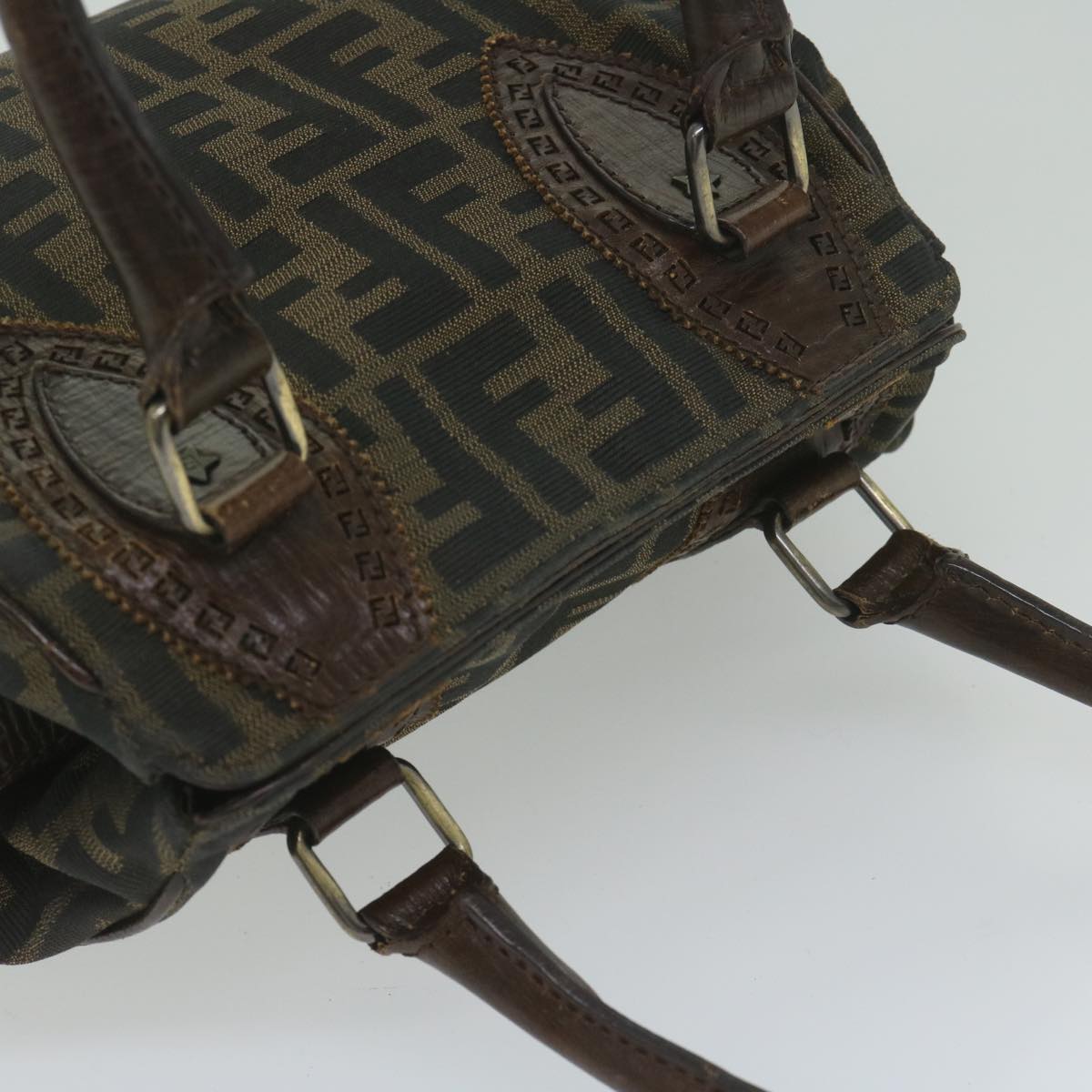 FENDI Zucca Canvas Hand Bag Black Brownbs10335