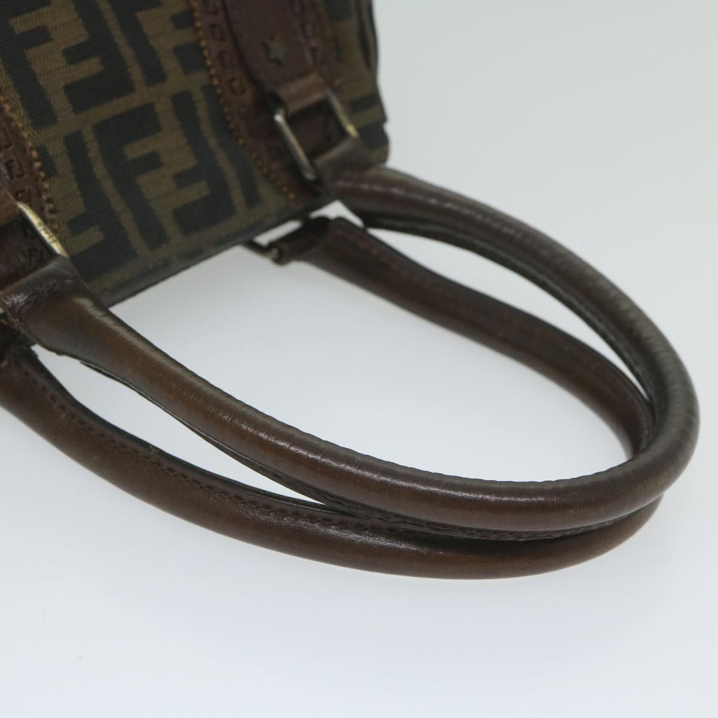 FENDI Zucca Canvas Hand Bag Black Brownbs10335